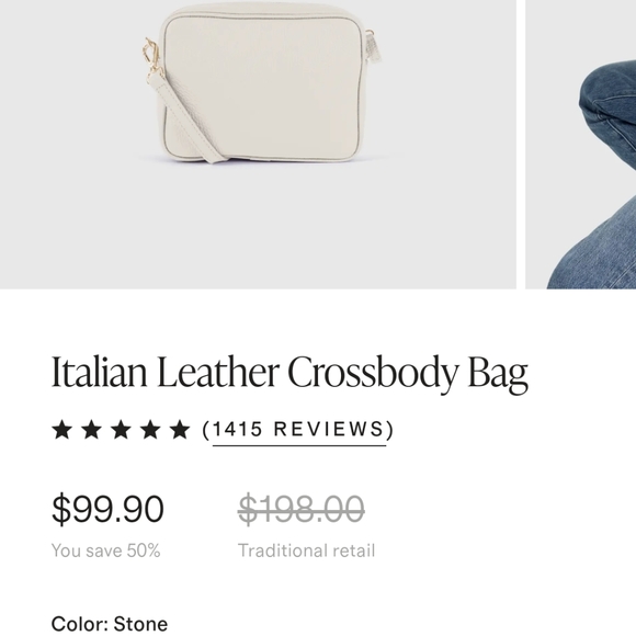 Quince Italian Leather Crossbody Bag Stone NEW - Picture 9 of 15